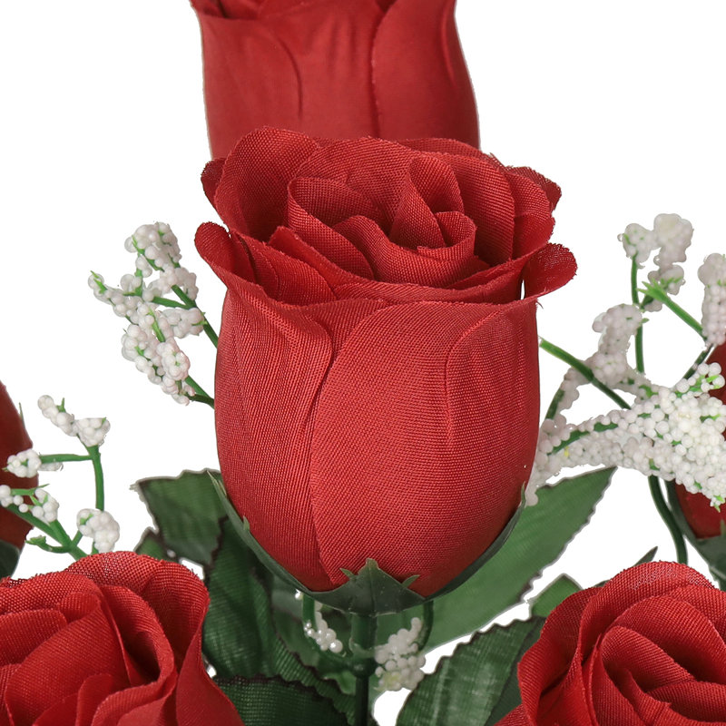 Bouquet de roses artificielles, Rouge