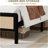 Metal Bed Frame with Rattan Headboard-795227635-797003969