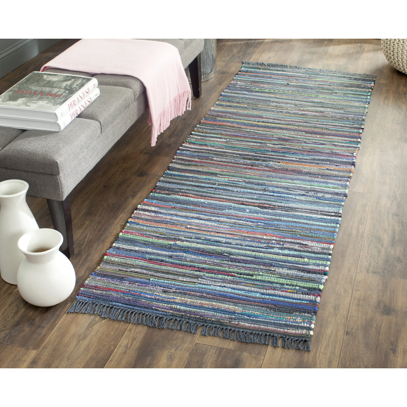 Feliciano Rag Rug Hand Woven Cotton Abstract Rug, Runner 2'3" x 6'