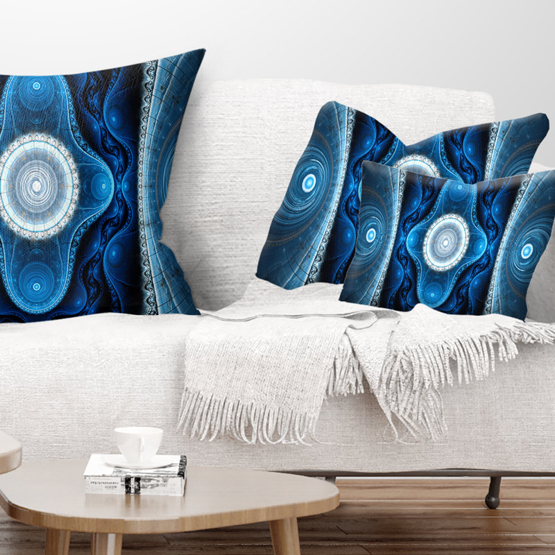 Coussin lombaire à motif abstrait fractal, Bleu