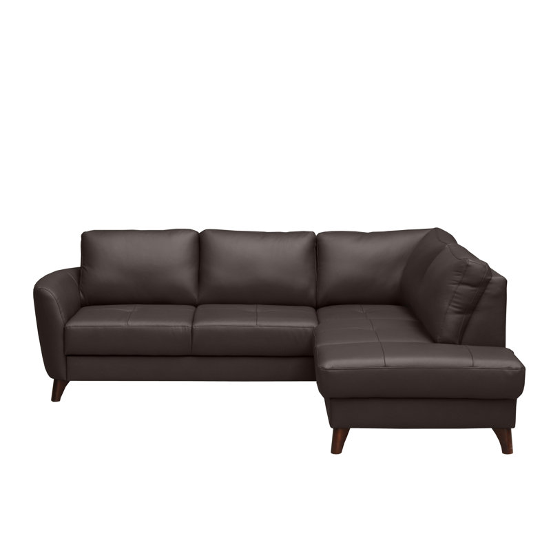 Migues Leather Corner Sofa with Sleeping Function and Storage, Right Hand Facing, Brown