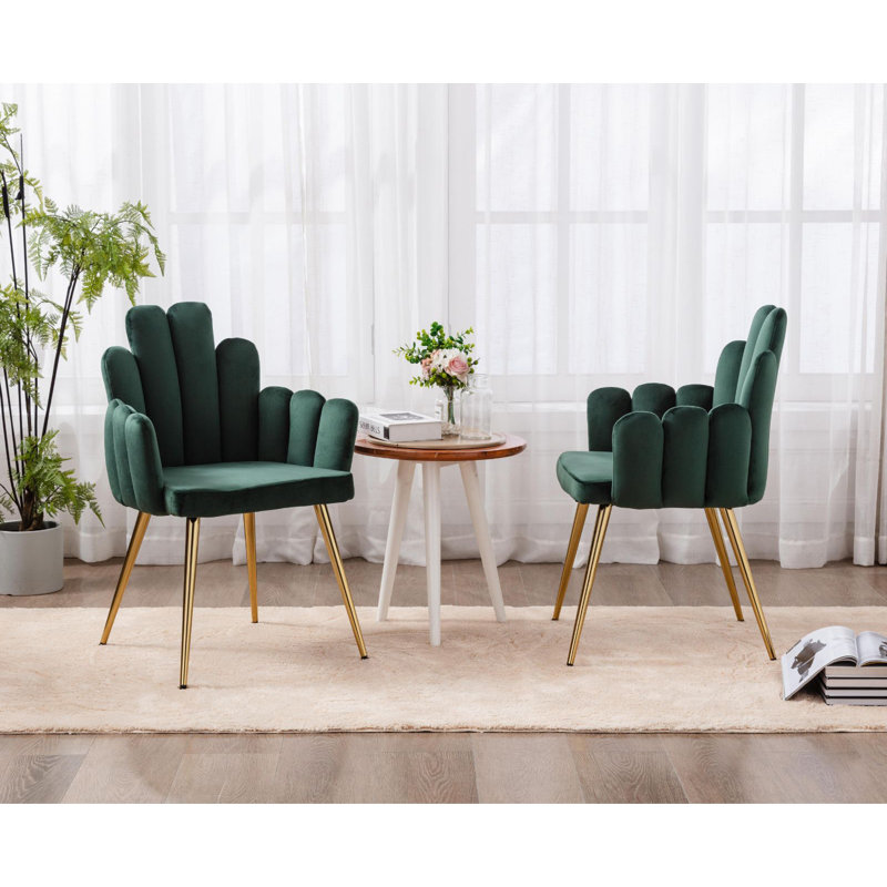 46.5cm H Velet Upholstered Armchair, Green, 2, Green