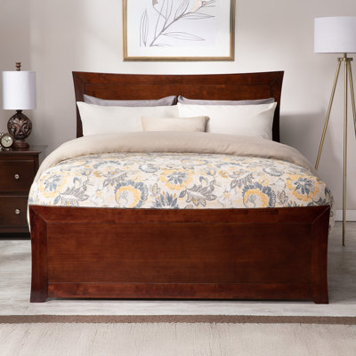 Daury Solid Wood Foundation Bed with Matching Footboard and Built-in Charging Station