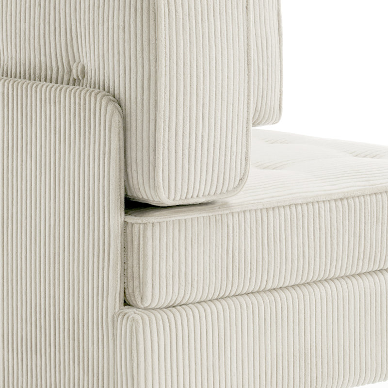 Fauteuil capitonné modulaire en velours côtelé, Beige