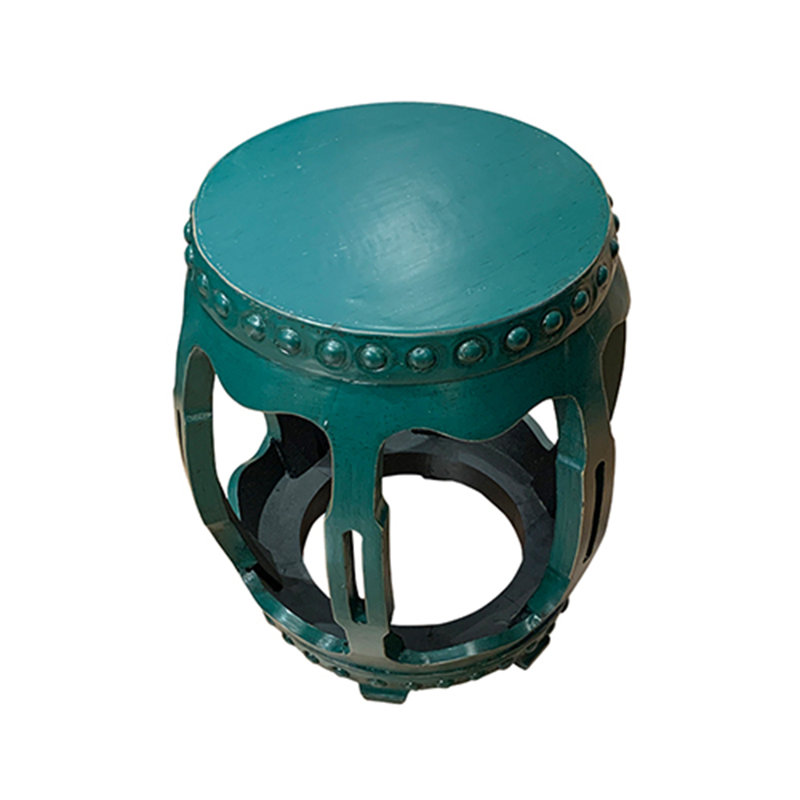 Tabouret tambour - vert, 19" H x 16" W x 16" D, Green