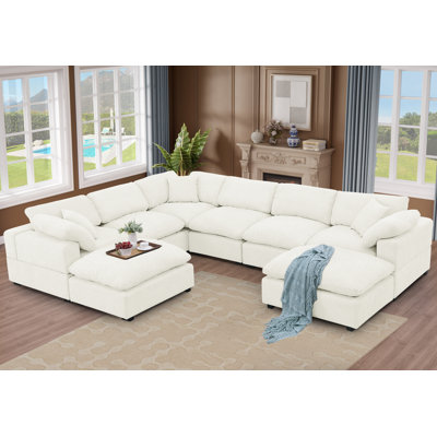 Worthland 143.2" W 8-Piece Reversible Chenille Modular Sectional