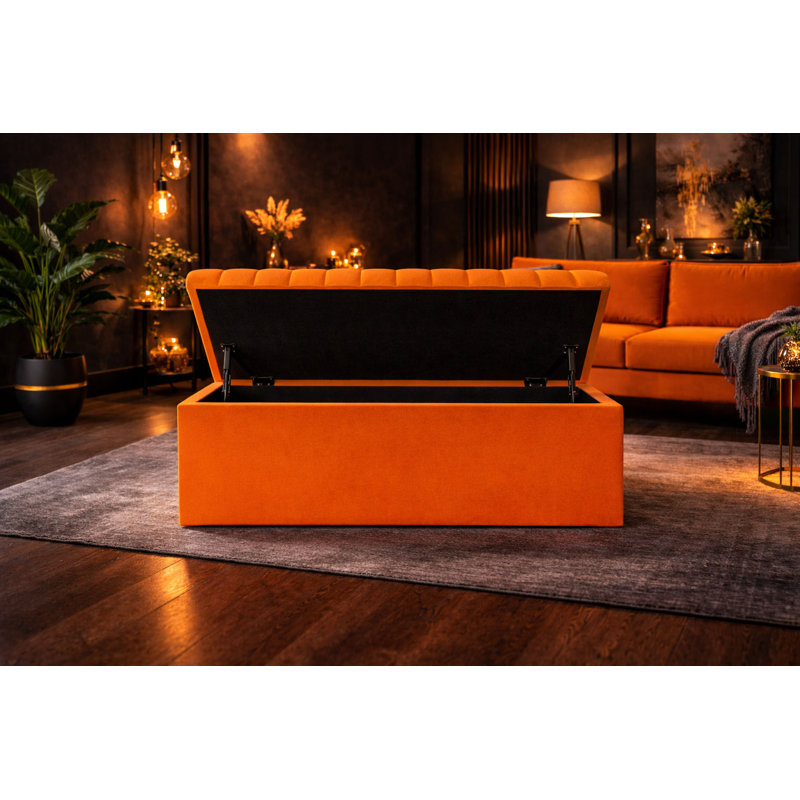 Royal Velvet Storage Ottoman Box with Hinged Lid | Lined Upholstered End of Bed Storage Bench | Soft  Close Storage Seat | Made in UK