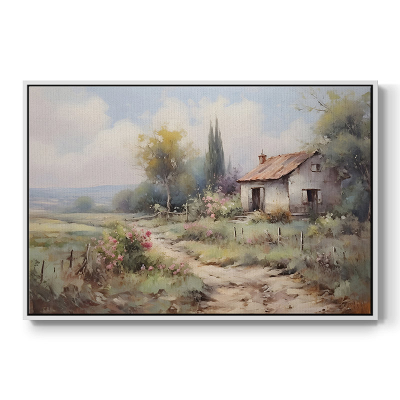 "Vintage Landscape - DLLXV" sur toile, H 25 po x l 37 po x P 2 po, Cadre flottant blanc