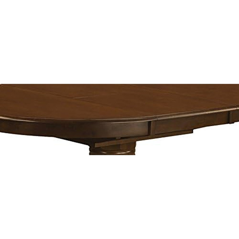 Table de salle à manger Kenley - plateau de table ovale en bois massif avec rallonge papillon et base piédestal, espresso