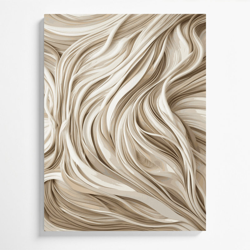 «Abstract Shapes 3», art mural sur toile beige, H 36 po x l 24 po