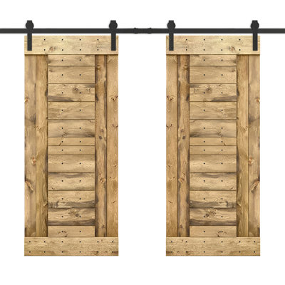 84'' Solid Wood Paneled Painted without Installation Hardware Kit Barn Door