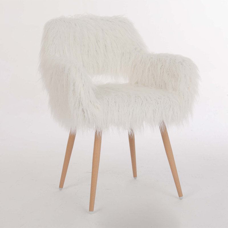 Fauteuil de maquillage rembourré, Fausse fourrure blanche