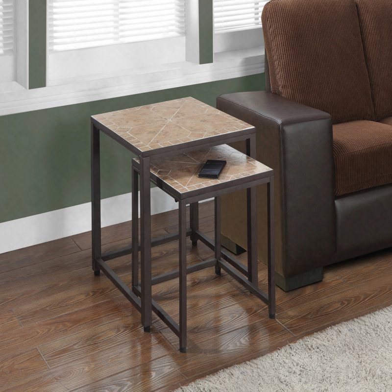 Ensemble de 2 tables d'appoint gigognes Brown