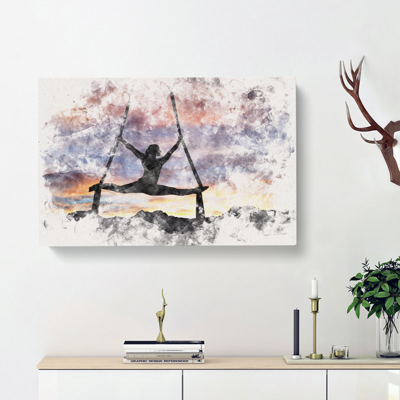 Aerialist Gymnastics At Sunset - Wrapped Canvas, 60cm H x 91cm W x 3cm D
