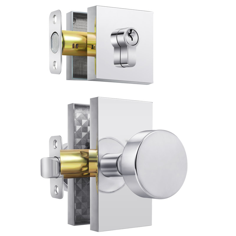 Deadbolt and Passage Door Knobs Set, Polished Chrome
