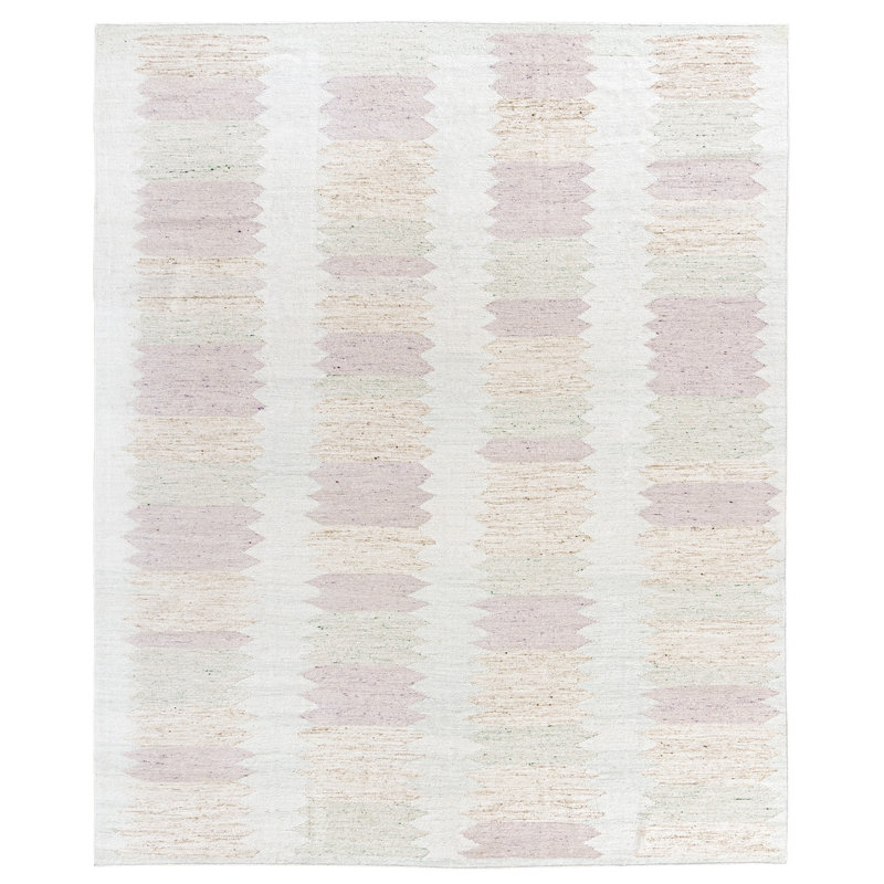 Cotton Area Rug in Ivory/Pink
