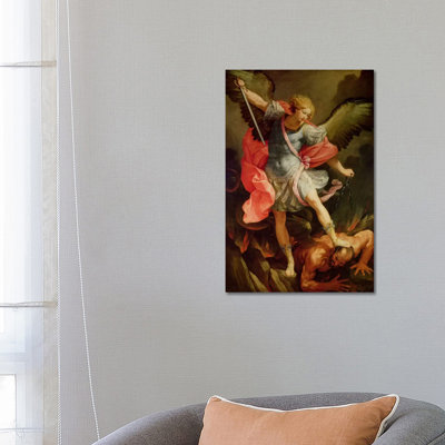 The Archangel Michael Defeating Satan by Guido Reni - Wrapped Canvas Painting