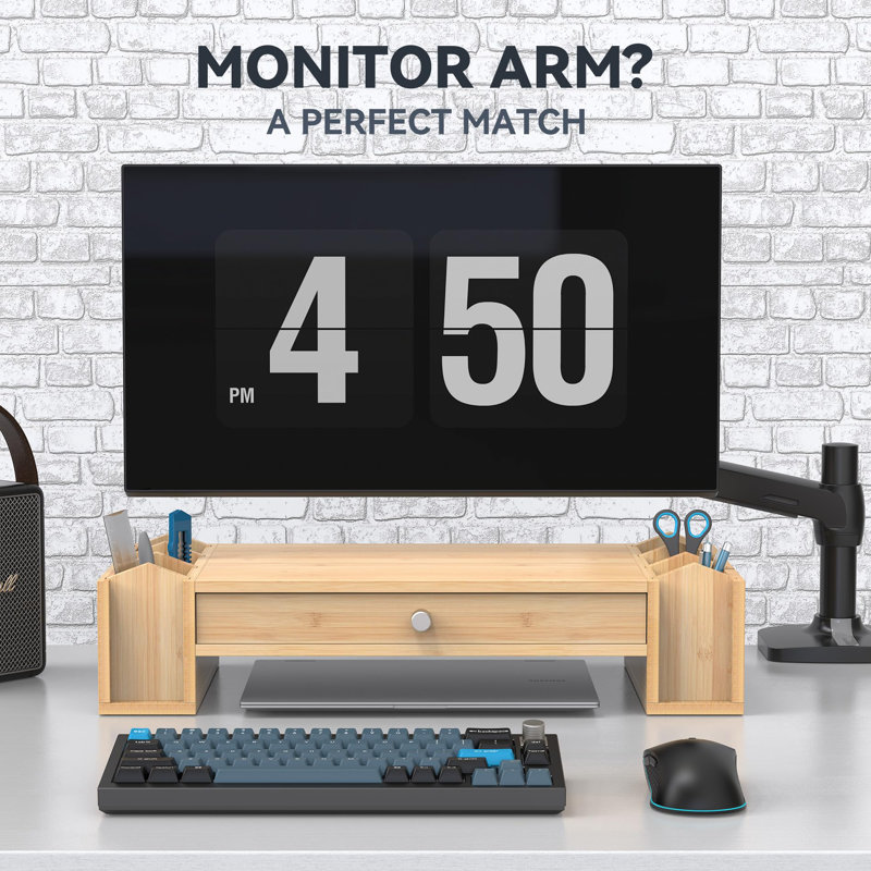 Monitor Stand Riser with Drawer and Pen Holder
