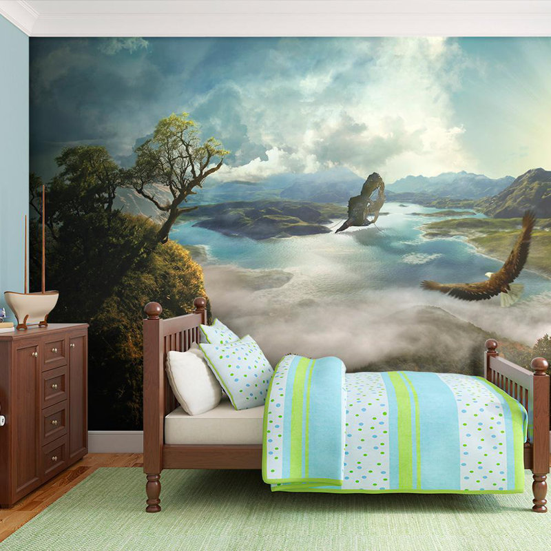Murale "Diviser le vol au-dessus du lac", L 121 po x l 157 po