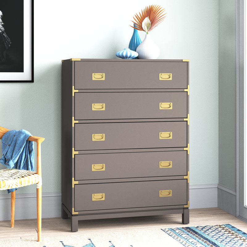 Gaertner 36'' W 5 - Drawer Dresser, Frost Gray