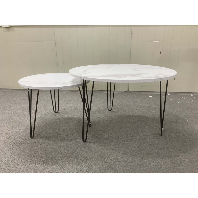 27.56'' Round Nesting Coffee Table Set Of 2, White