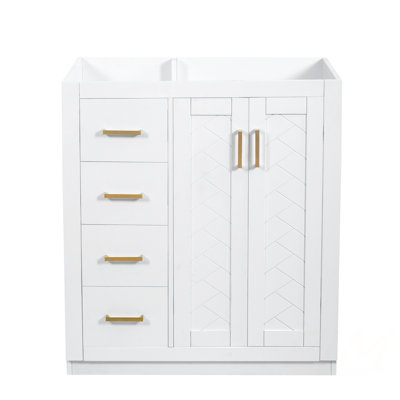30'' Bathroom Vanity, Solid Wood Frame Bathroom Storage Cabinet, Freestanding Vanity Set with 3 Drawers& Soft Closing Doors, Bathroom Vanities, Bathroom Vanities(No Sink)