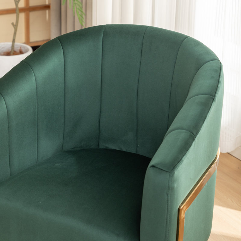 Johnnice 19" Tufted Metal Frame Velvet Upholstered Dining Chairs, Green, 2