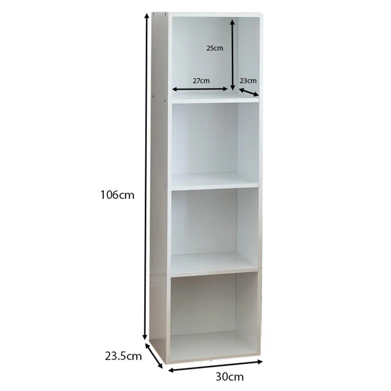 Northville 30cm W Cube Bookcase, (4 Shelves) 41.7"H x 11.811"W x 9.25"D.