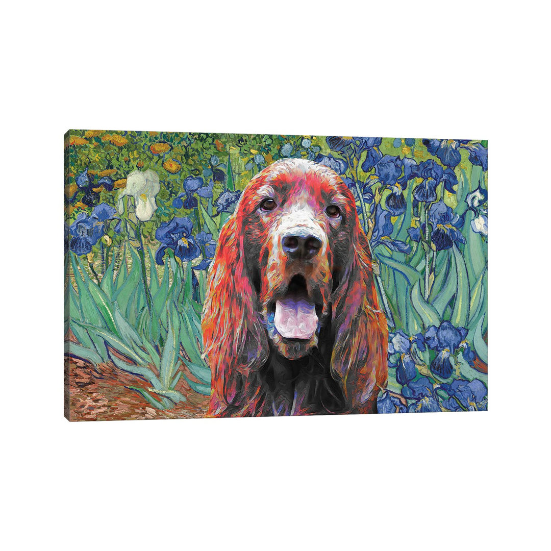 Irish Setter Irises by Nobility Dogs - Wrapped Canvas Art Prints