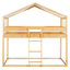 Lit superposé simple au-dessus d'un lit simple en bois avec tente, naturel-1628458464