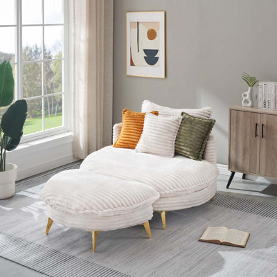 Corduroy Chair with Ottoman