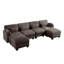 Canapé d'angle modulaire 4 places au design moderne et minimaliste capitonné, en forme de U, avec 2 poufs amovibles et d'épais coussins d'assise confortables, idéal pour le salon, en chenille marron.