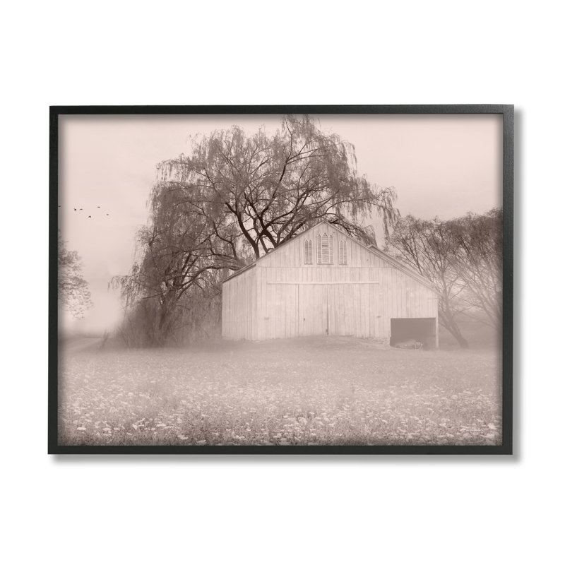 Art texturé sur toile de brume de campagne sauvage pittoresque, H 24 po x l 30 po x P 1,5 po, Giclée encadrée noir minuit