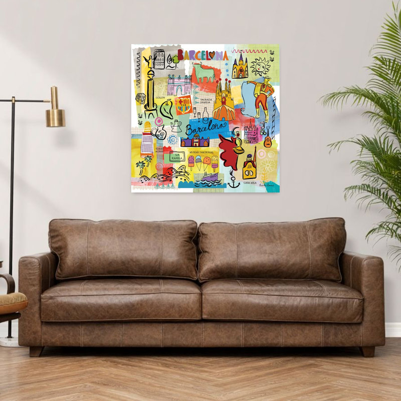 Voyage contemporain contemporain avec architecture, art de Barcelone, H 36 po x l 36 po