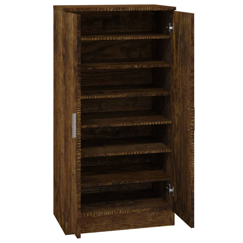 14 Pair Flip Down Shoe Storage, Smoked Oak