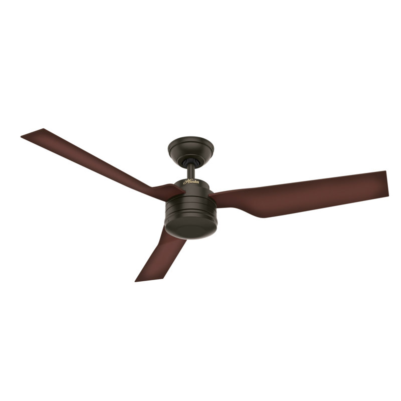 52" Cabo Frio 3 - Blade Outdoor Standard Ceiling Fan with Wall Control, New Bronze