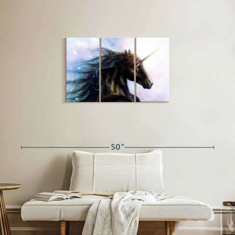 Kelan Black Unicorn, 20" H x 33" W