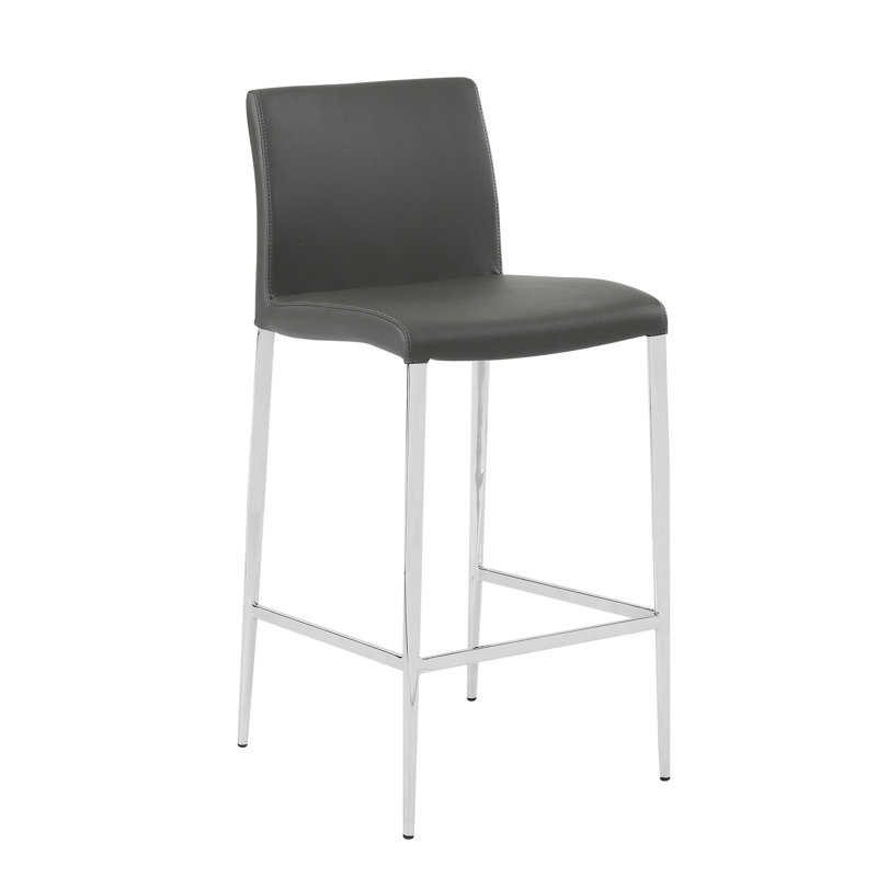 Upholstered Counter Stool with Metal Frame, Charcoal
