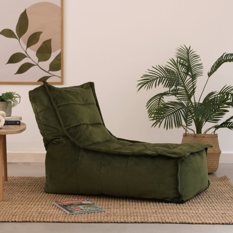 Dolce Velvet Lounger Bean Bag, Olive Green