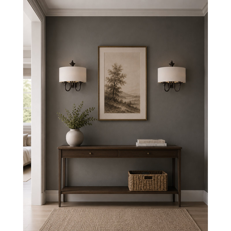 Bhushan 14'' W 1-Light Dimmable Armed Sconce, Oil Rubbed Bronze