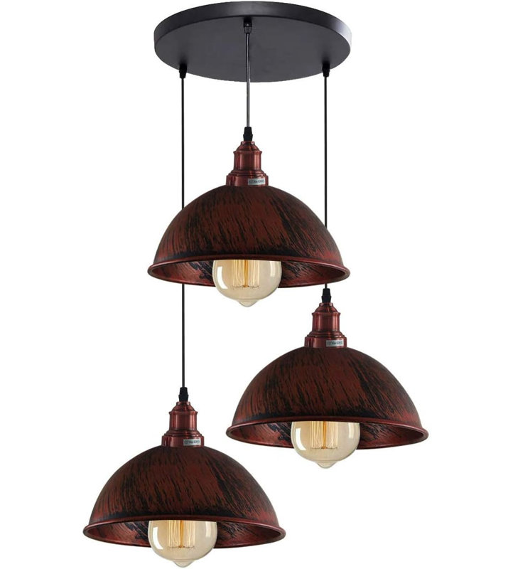 3 - Light Dome Pendant, Rustic Red