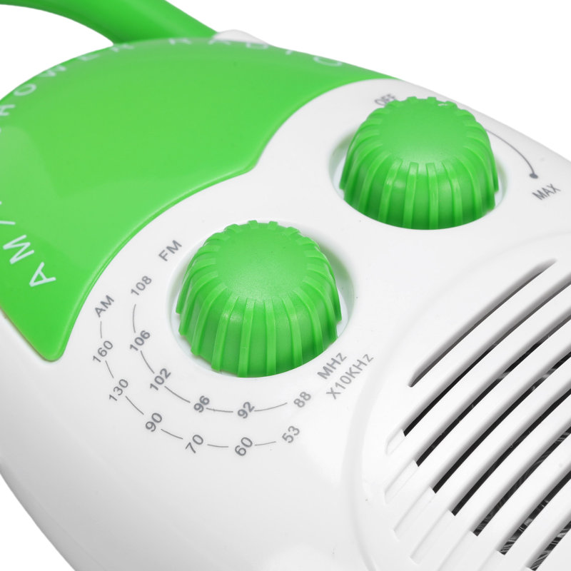 Radio portable AM/FM étanche IPX5, 500 mW, volume réglable, verte, pour la maison