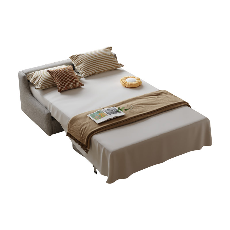 59.06"Modern Armless Convertible Sofa Bed with Plush Chenille, 5-Layer Cushioning for Small Spaces, Gray