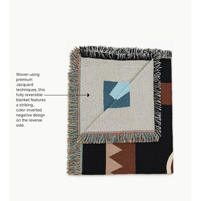 Jeté en mélange de coton Cece Elephant, Noir / bleu / rouge, L 60 po x l 50 po