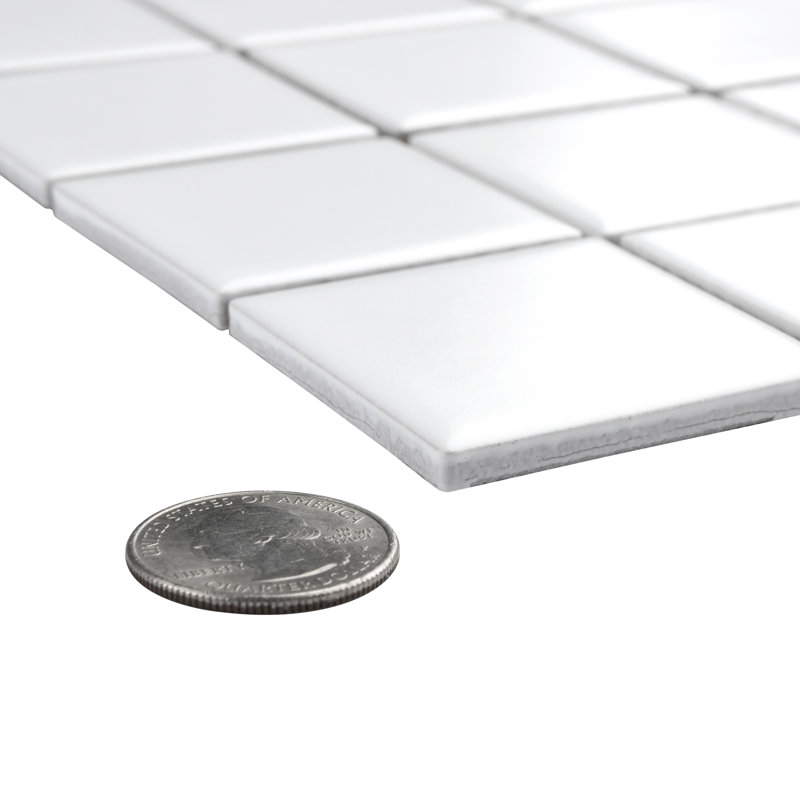 Metro Quad Matte White 11-3/4 in. x 11-3/4 in. Porcelain Mosaic Floor and Wall Tile