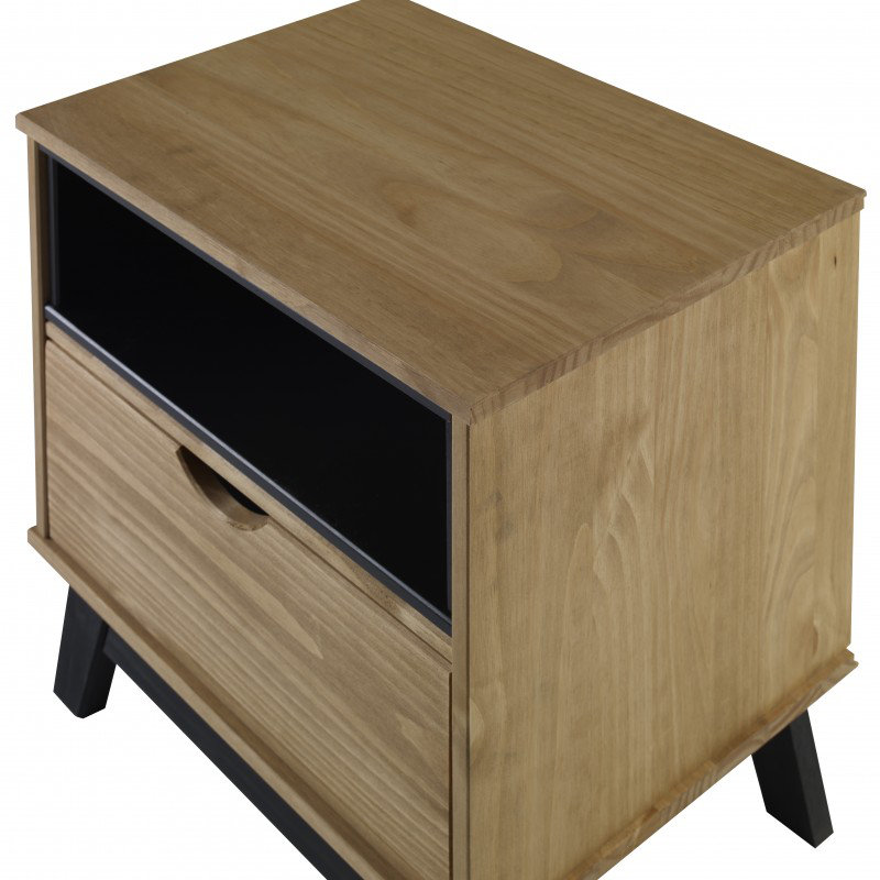 Caison 49cm W Solid + Manufactured Wood Bedside Table, Brown