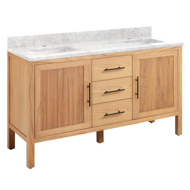60" Ayanna Double Bathroom Vanity Set with Rectangular Undermount Sinks