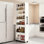 Armoire de rangement coulissante à 7 niveaux | Tablette multifonctionnelle ouverte à une face pour la cuisine et le salon | Conception mobile avec roulettes, parfaite pour les espaces restreints près des réfrigérateurs ou des armoires
