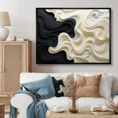 Noir blanc opt art contrastant des vagues - art mural Op Art