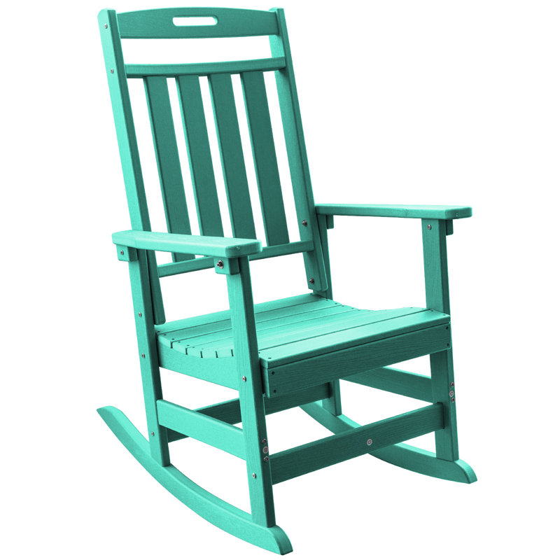 HDPE All-Weather Outdoor Rocking Chair, Porch Deck Rocker, Blue